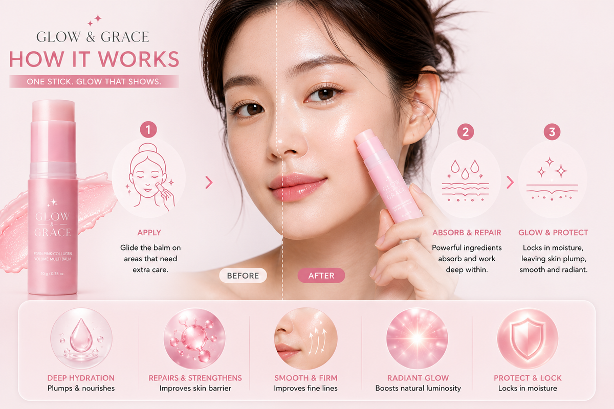 Glow & Grace PDRN Pink Collagen Multi Balm Stick | Korean Glass Skin & Wrinkle Care