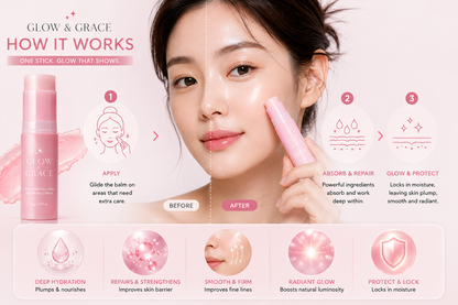 Glow & Grace PDRN Pink Collagen Multi Balm Stick | Korean Glass Skin & Wrinkle Care